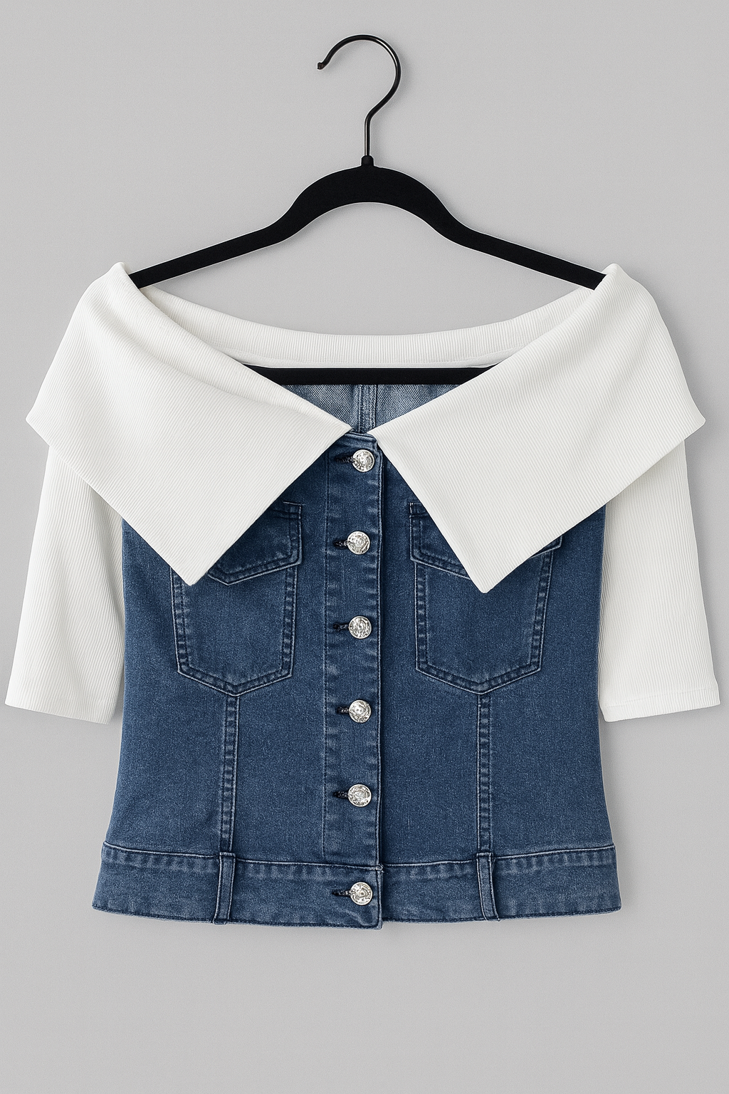 Jeans blouse with white