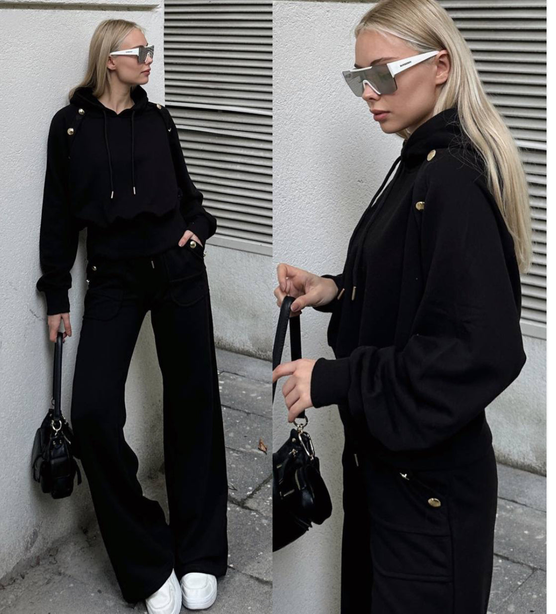 Black set with gold brooches