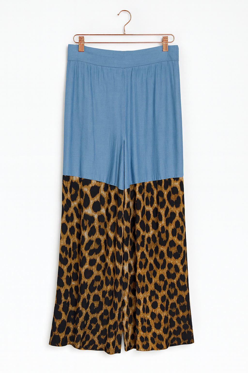 Denim animal print pants