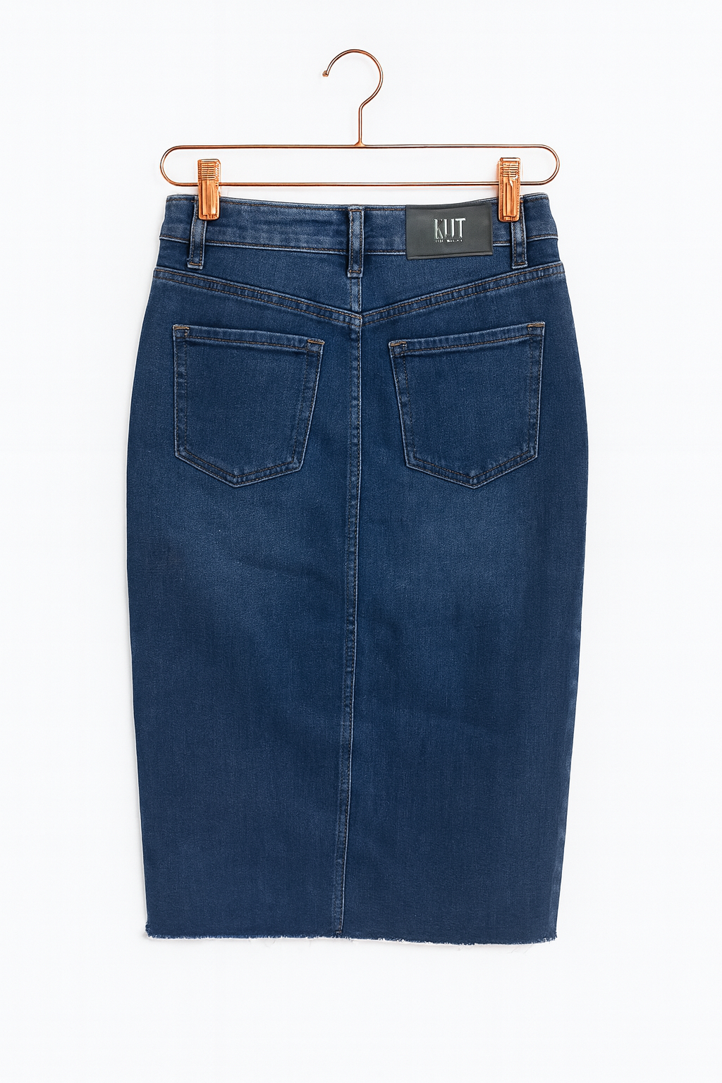 Denim skirt with crossed waistband