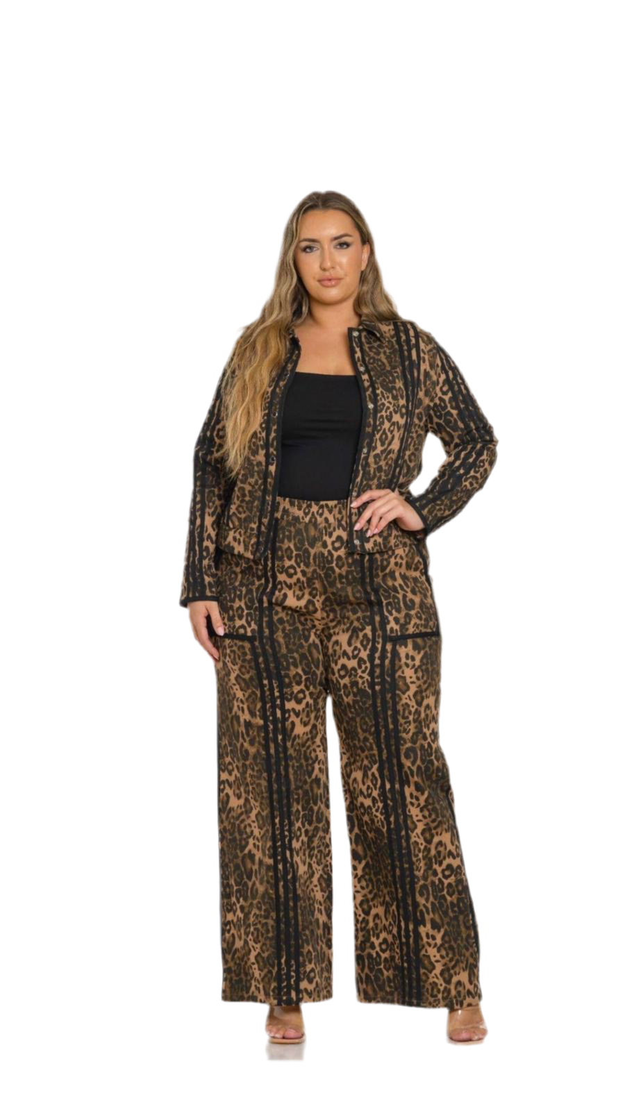 Pantalón plus bota ancha animal print