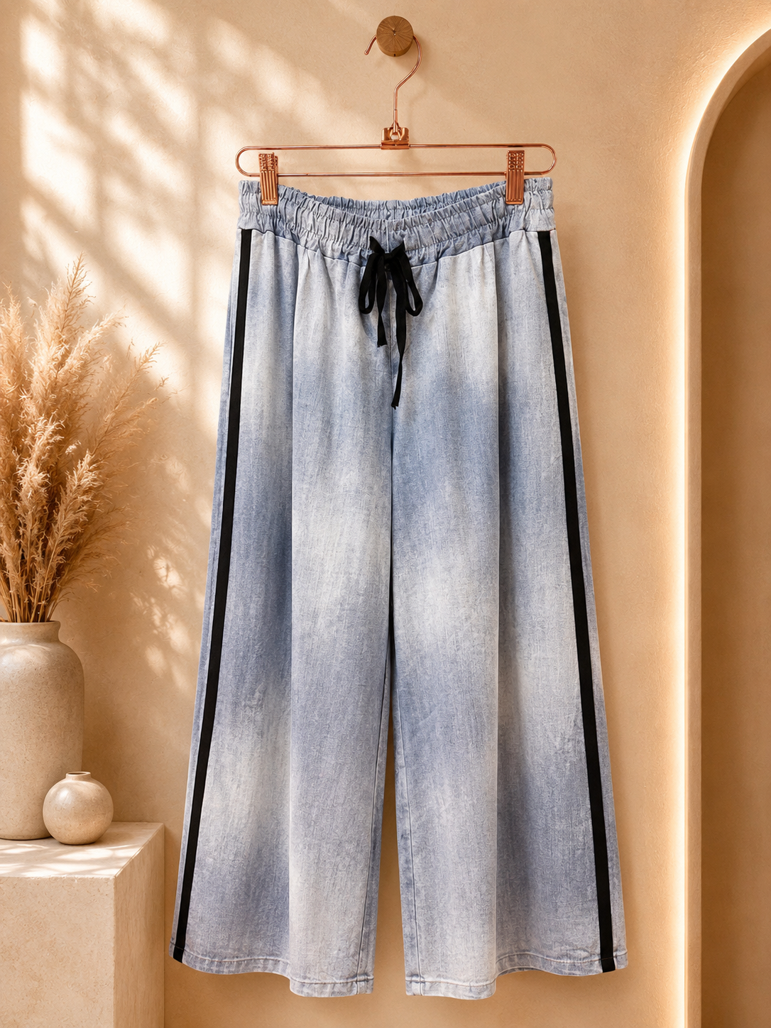 Pantalón palazzo denim chic