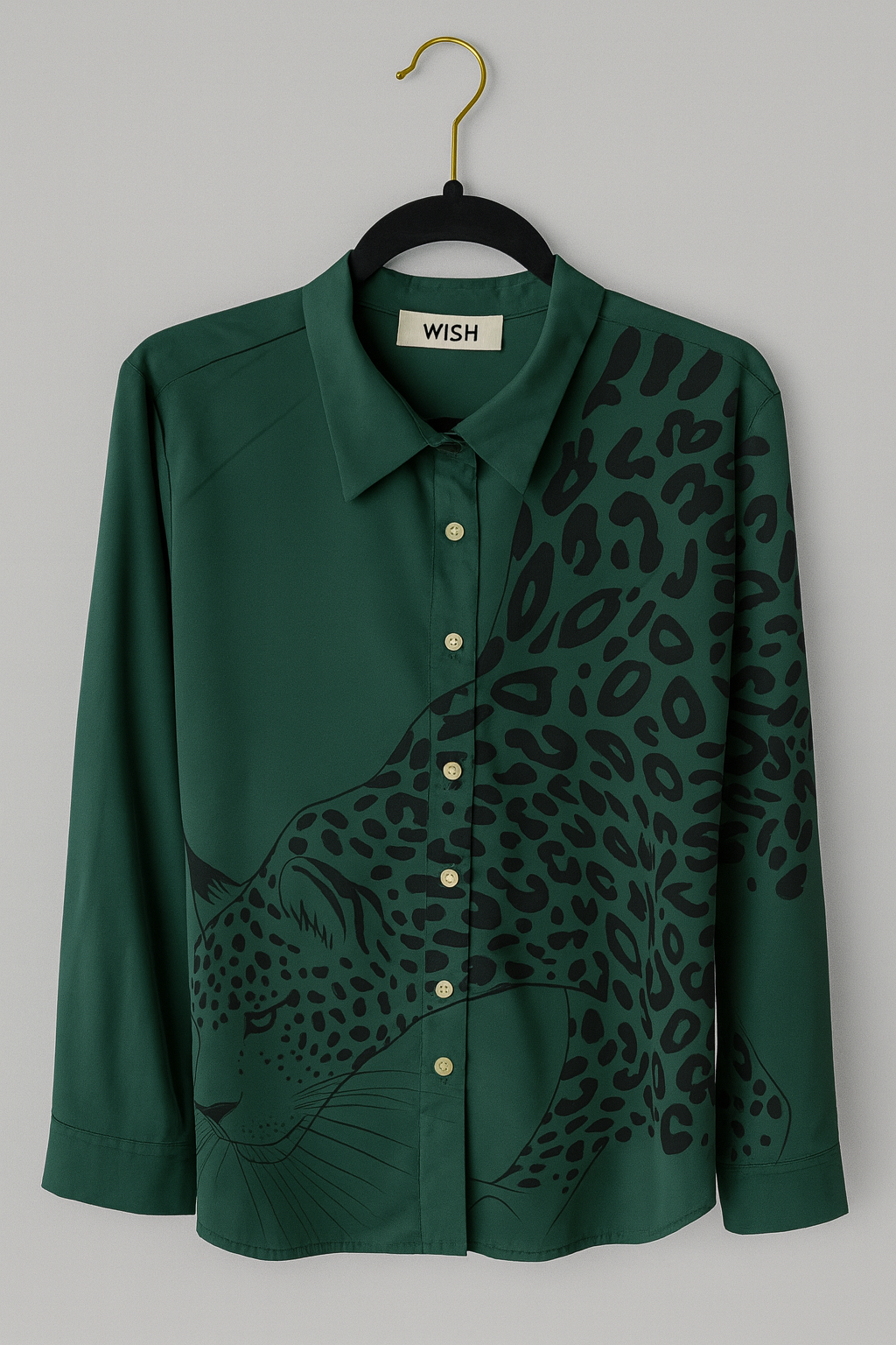 Green shirt with black print long sleeves