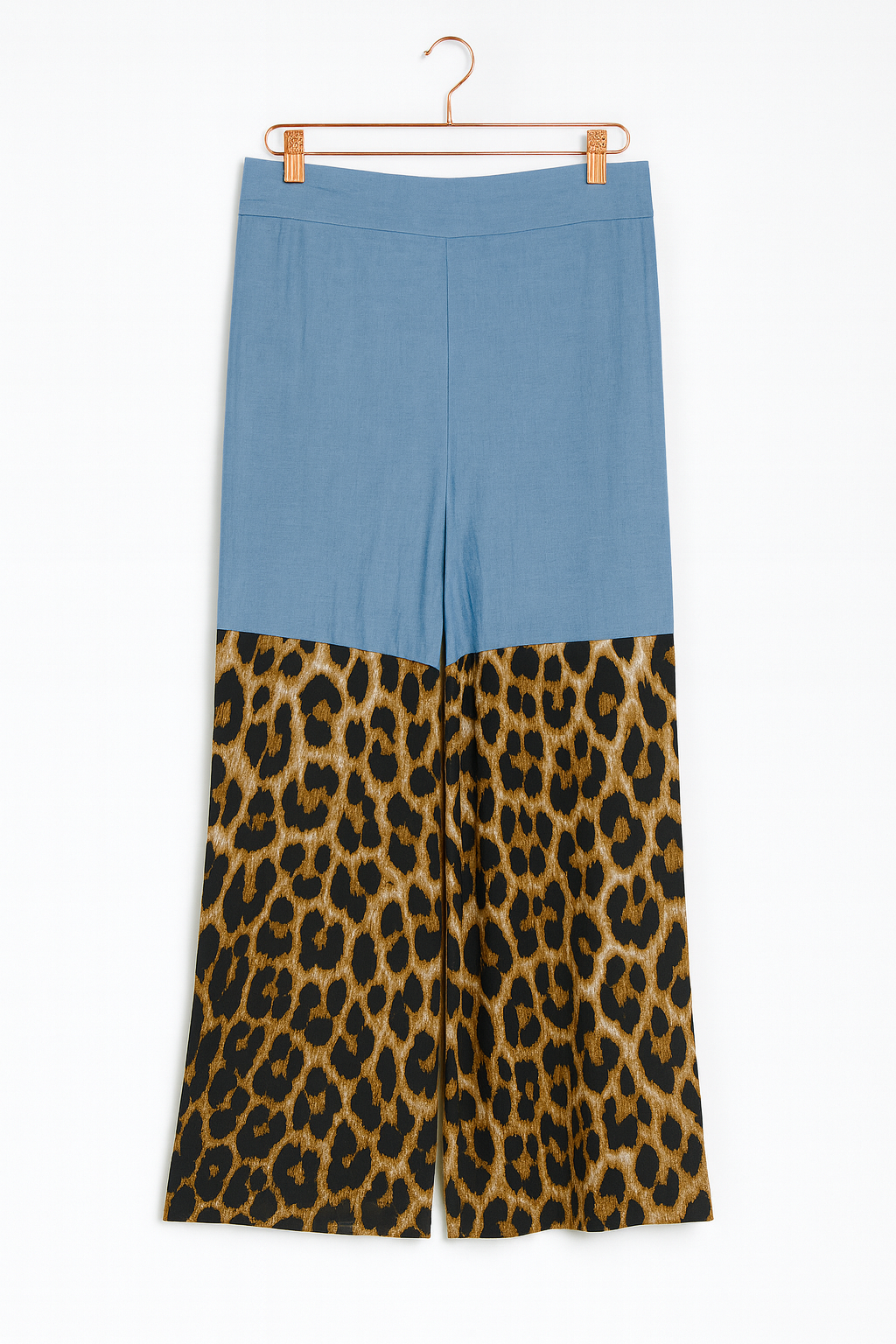 Denim animal print pants