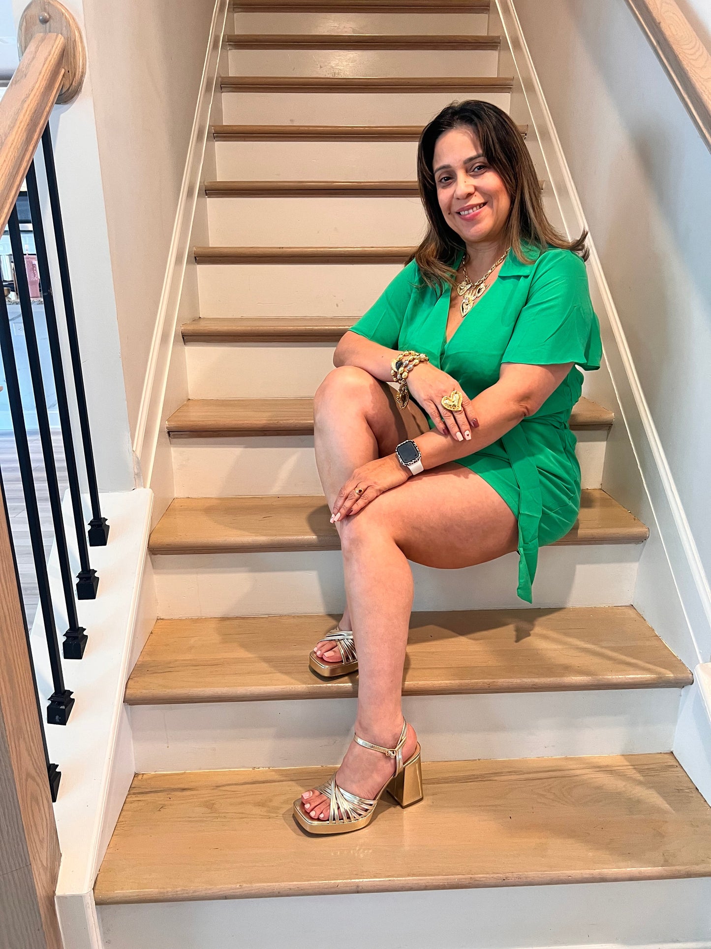 Green blouse and shorts set