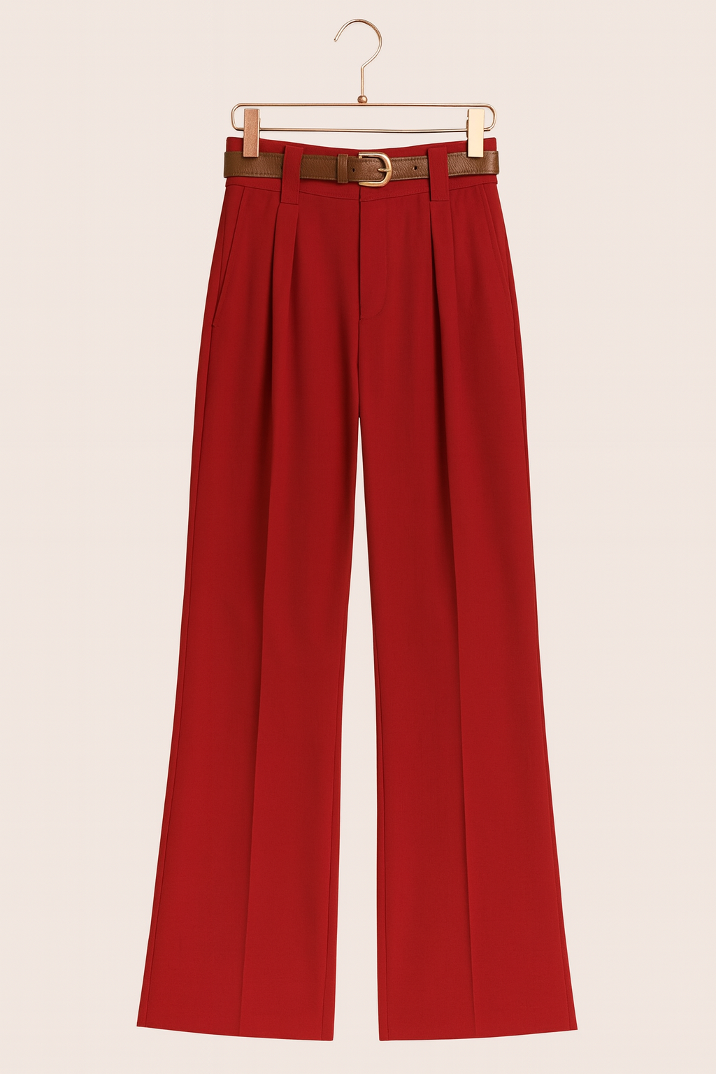Pants with pleats and belt