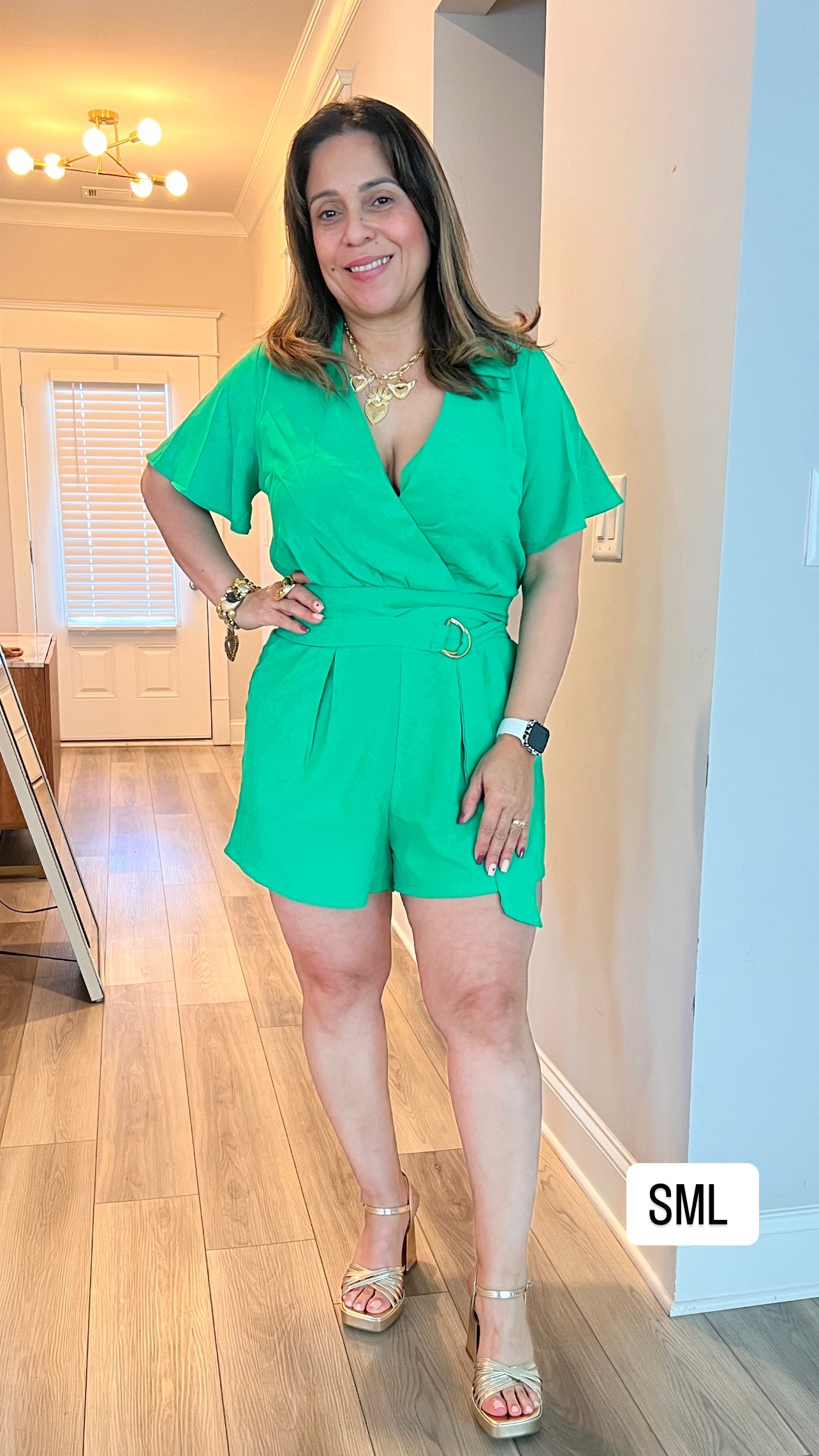 Green blouse and shorts set