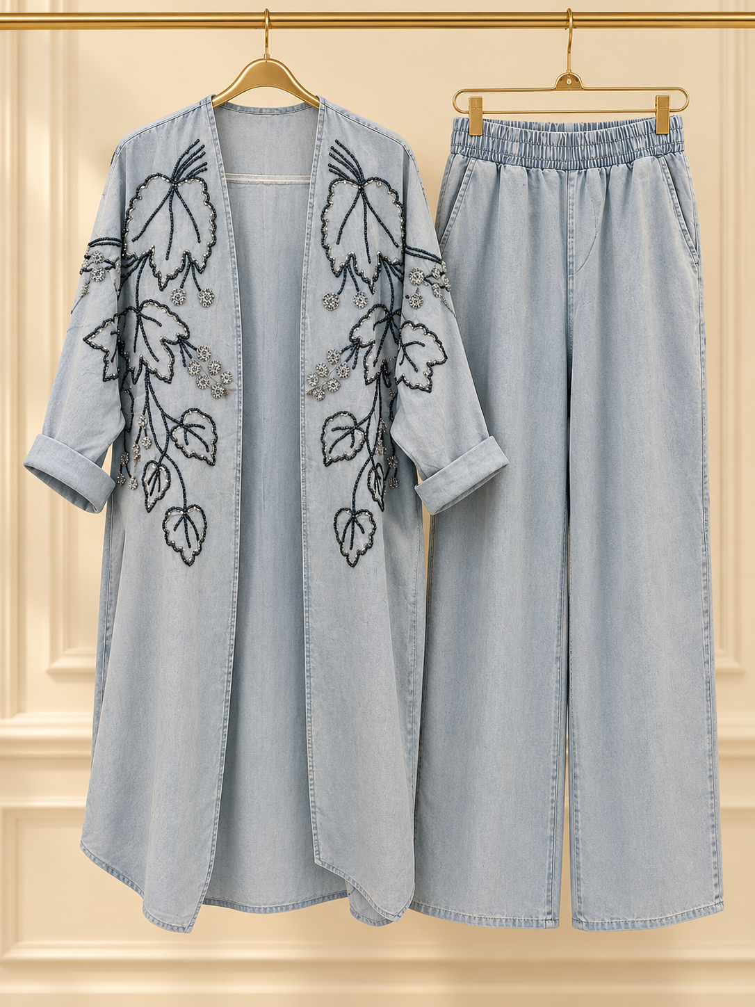 Long denim Fall Leaves