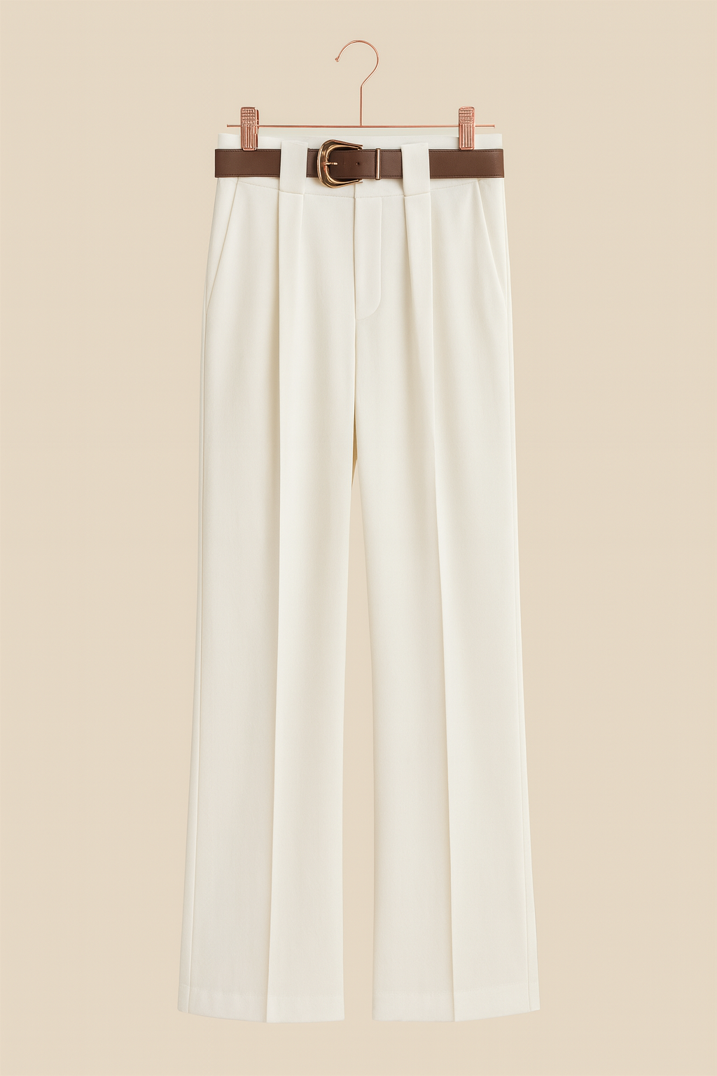 Pants with pleats and belt