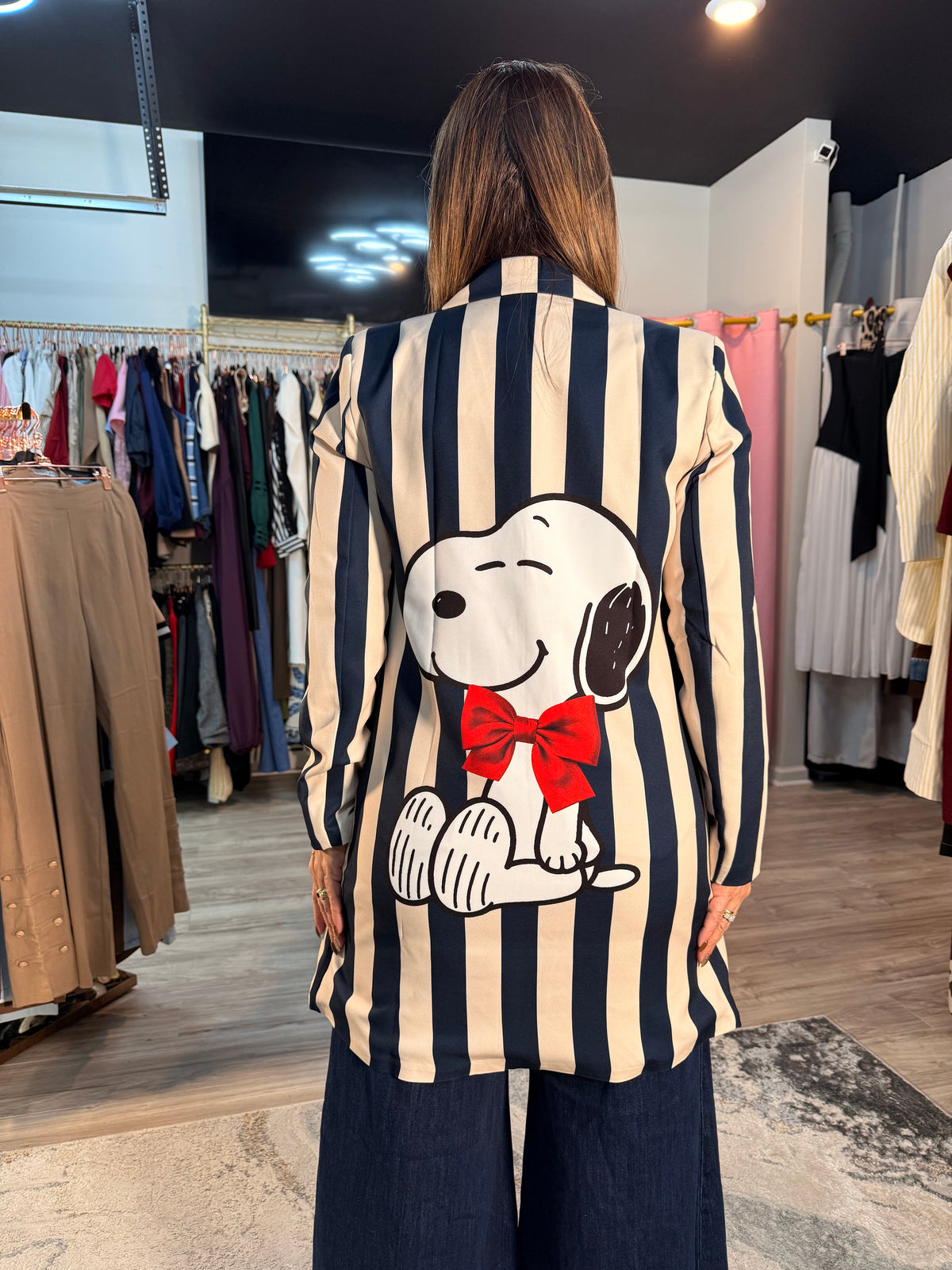 Blazer largo snoopy a rayas