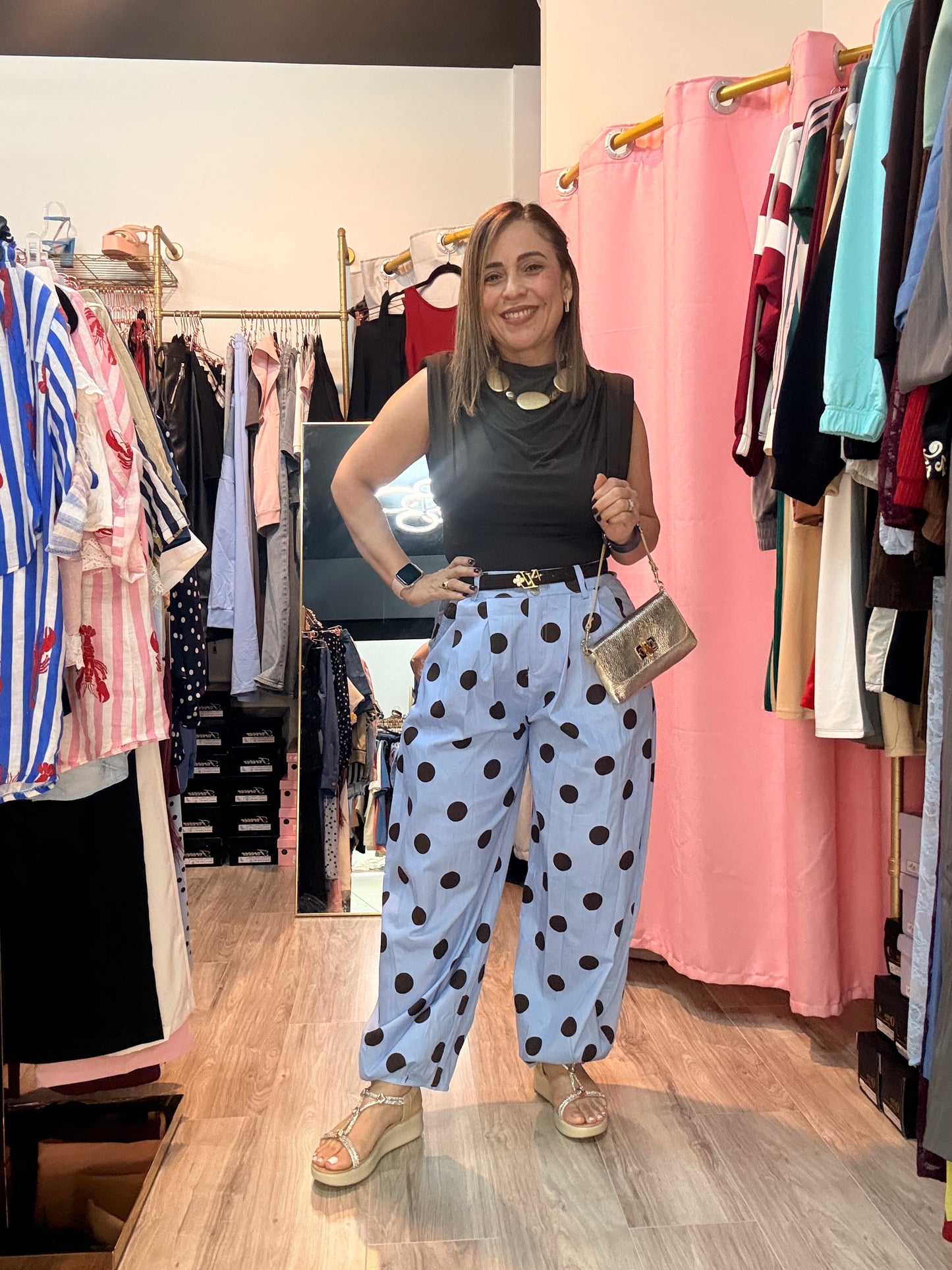 Polka dots barrel pants