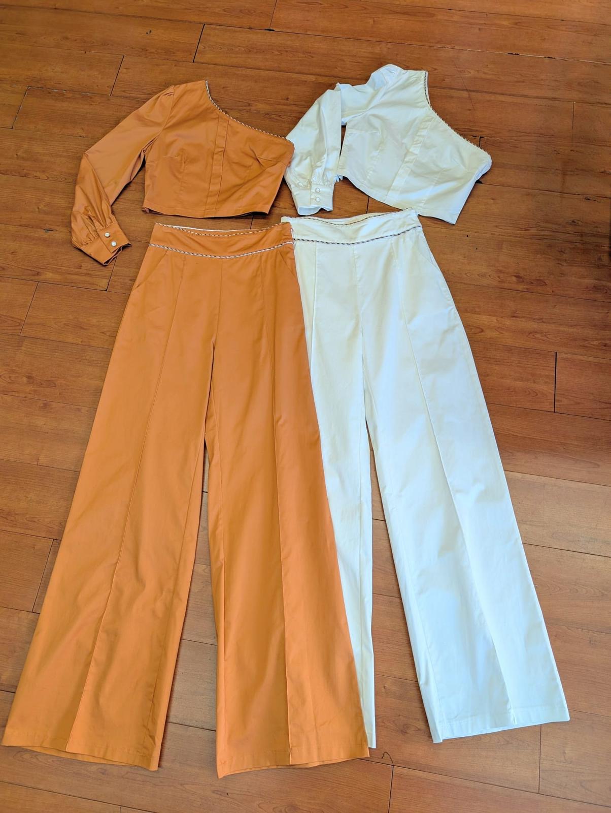 White half-shoulder top set