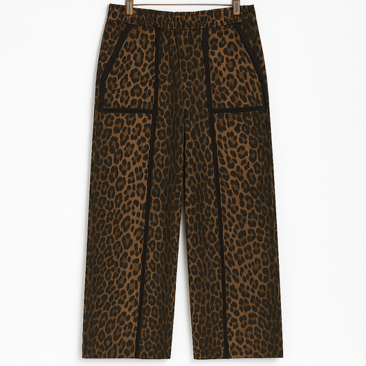 Plus-size wide-leg animal print pants