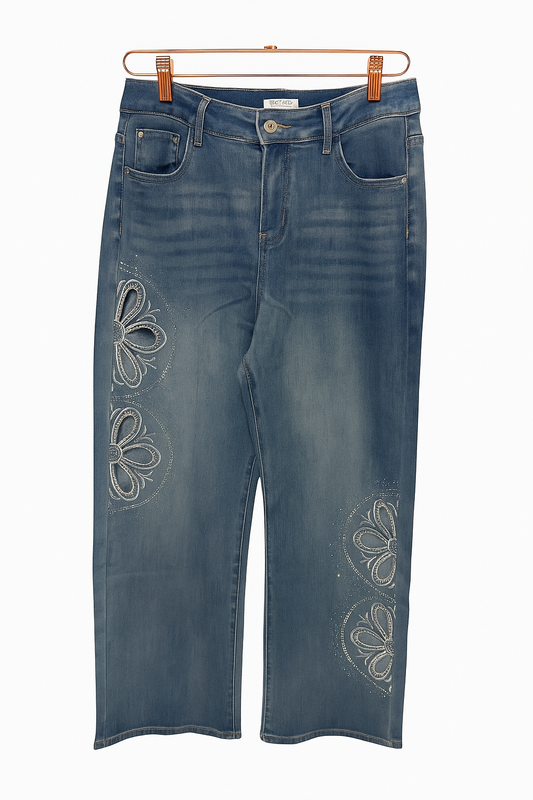Shine flower jeans