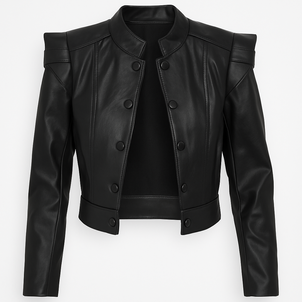 Chaqueta cuerina negra