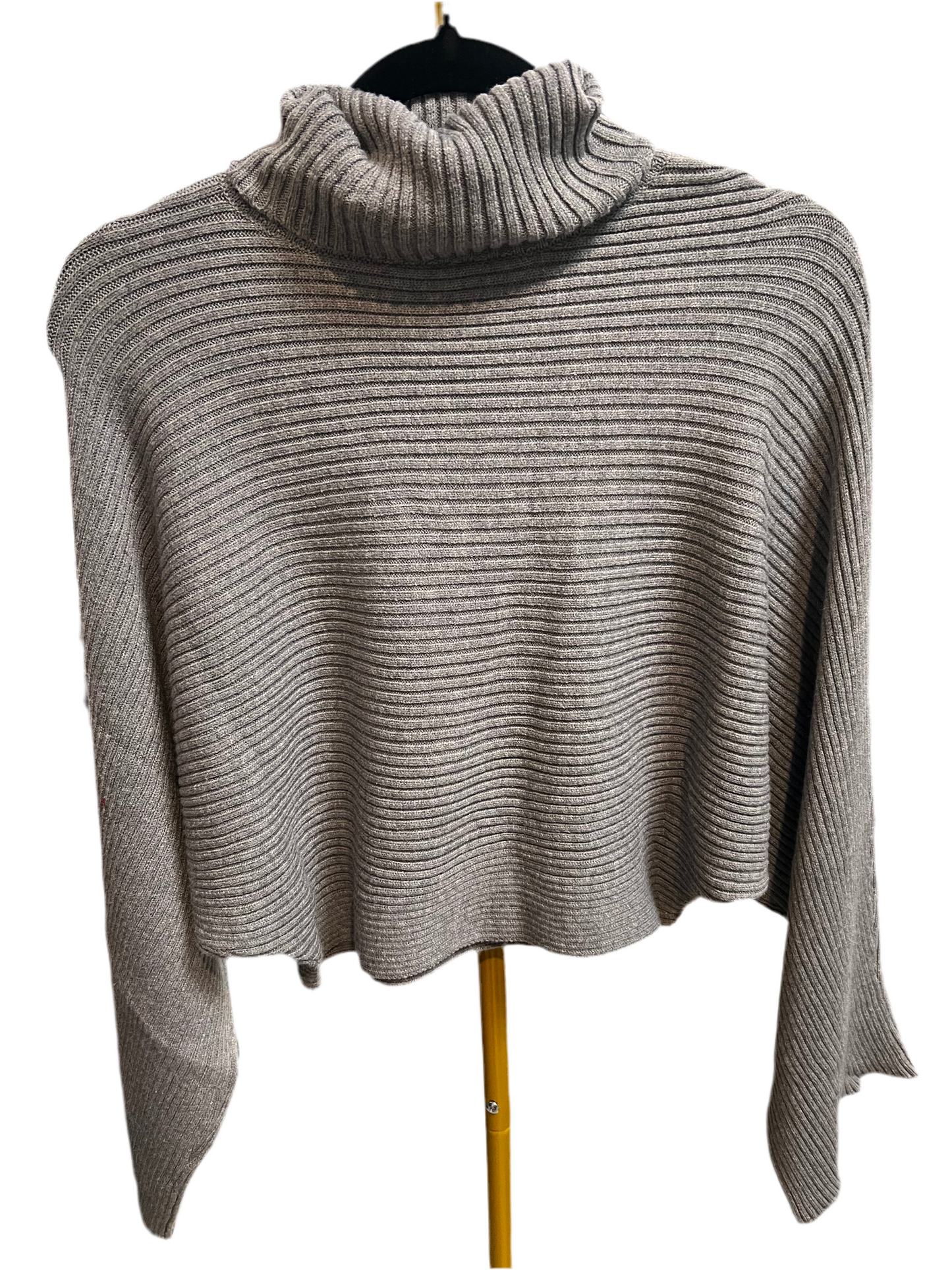 PE3904 sweater gris manga larga ancha tela acanalada