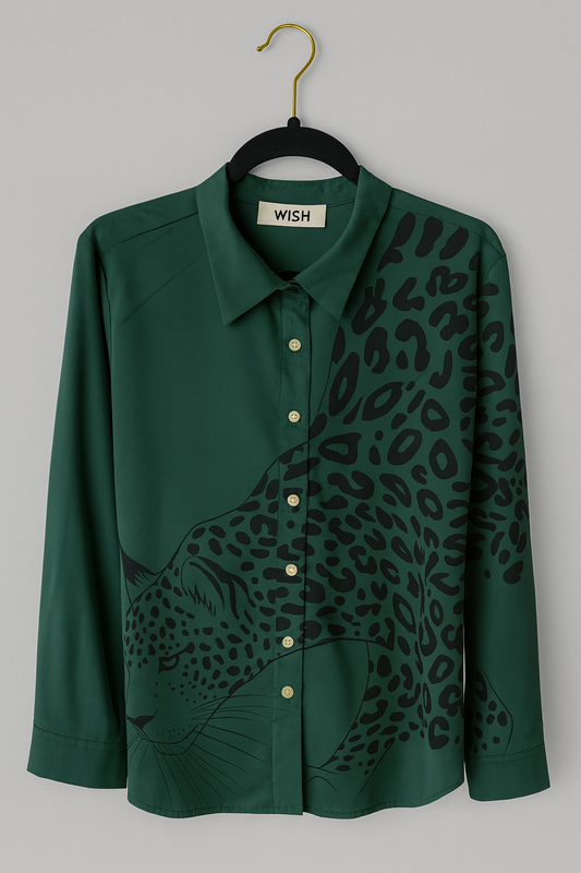 Green shirt with black print long sleeves