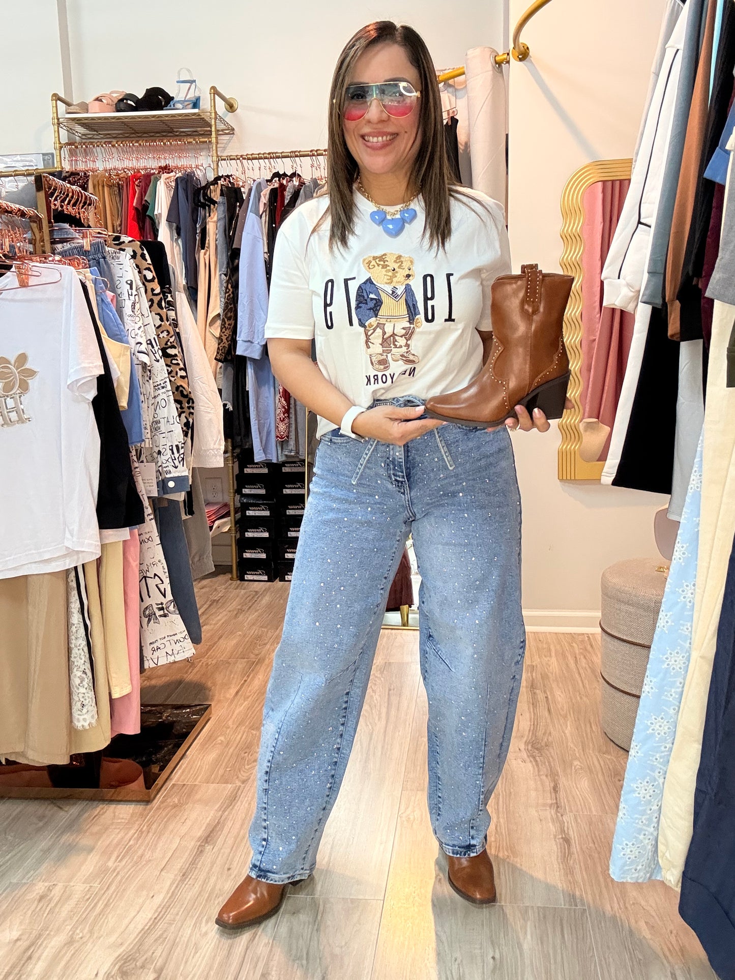 Stone blue denim jeans
