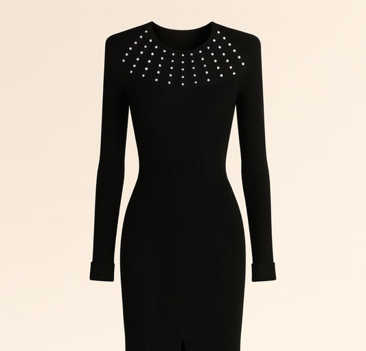 Noir Éclat Midi Dress