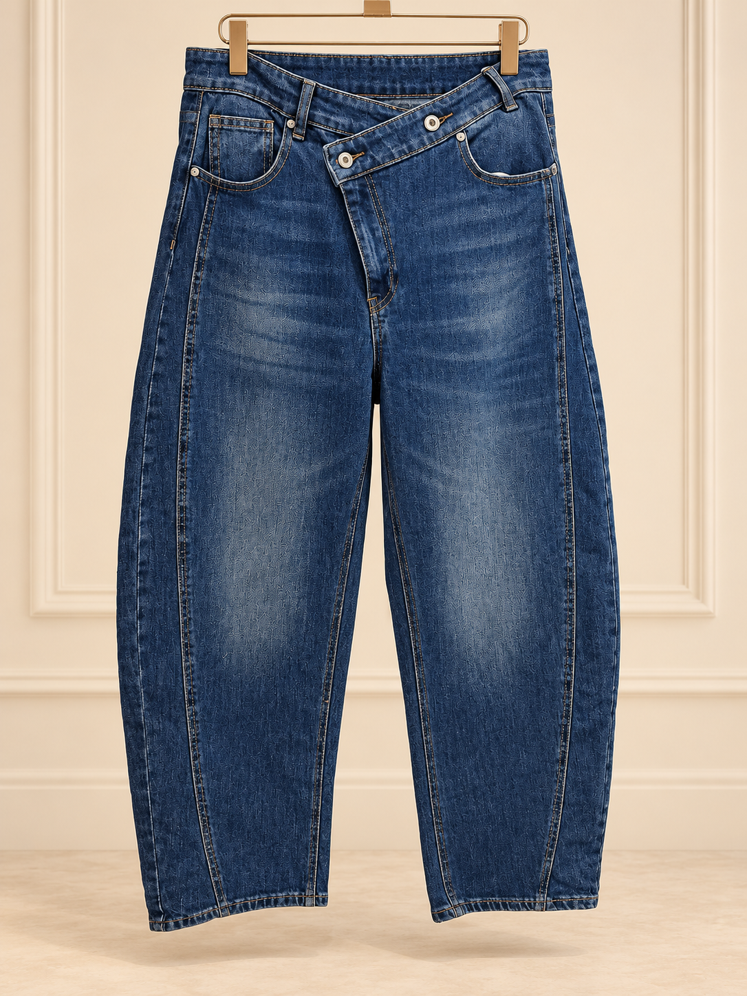 Jeans barrel cruzado