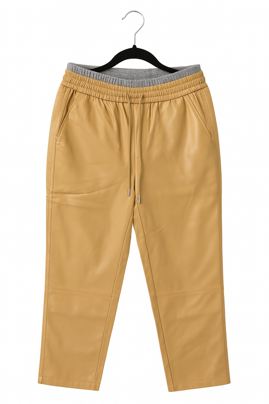 Double Wais Leather Pants