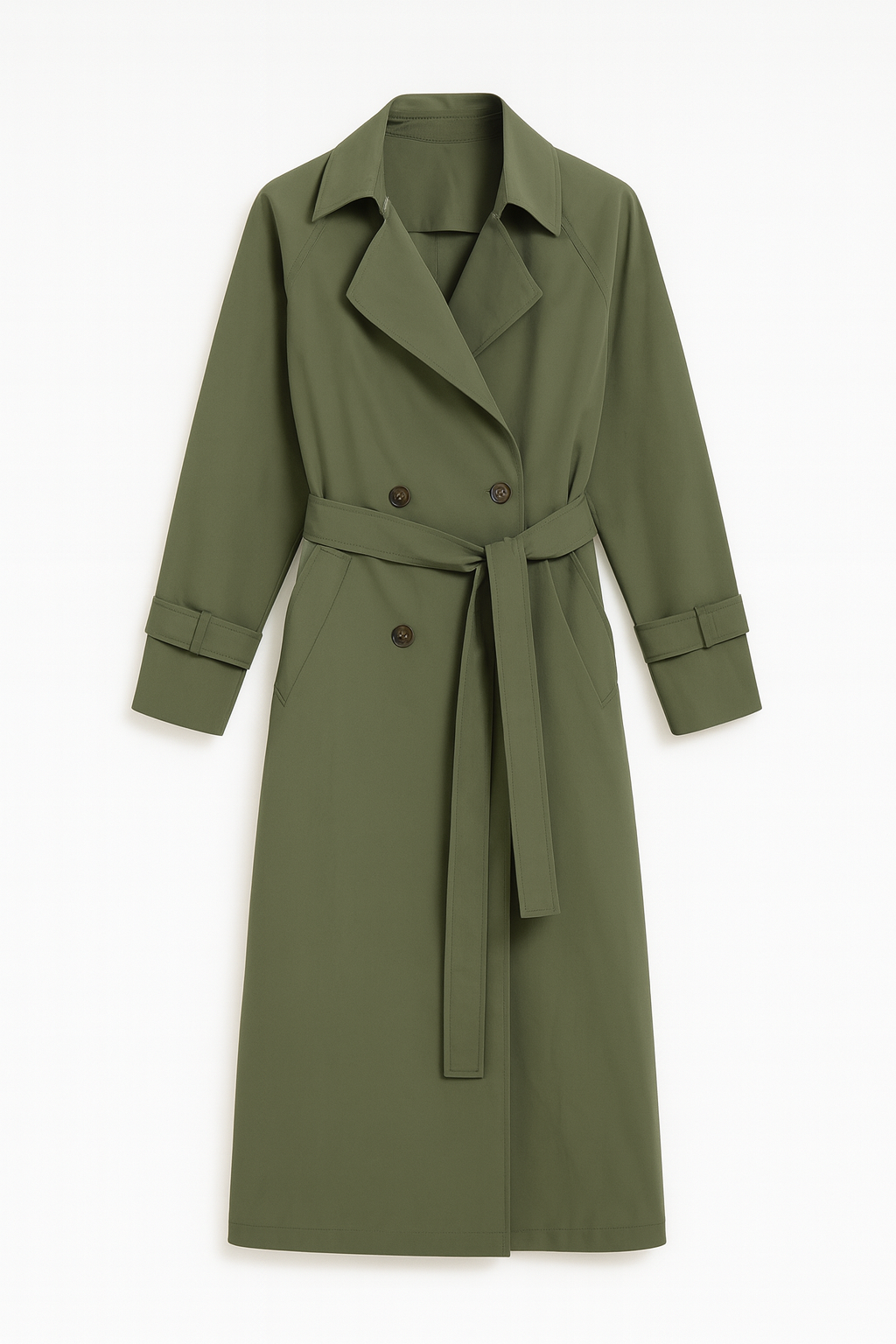 Long military green jacket with 6 buttons