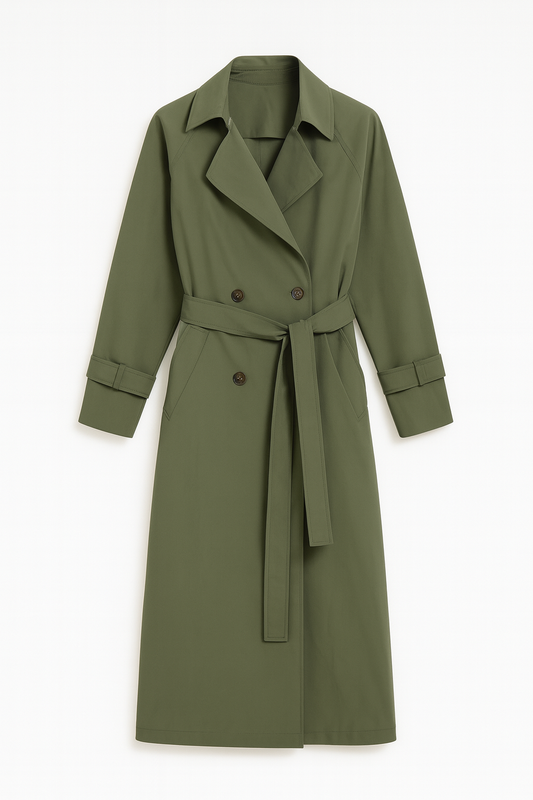 Long military green jacket with 6 buttons