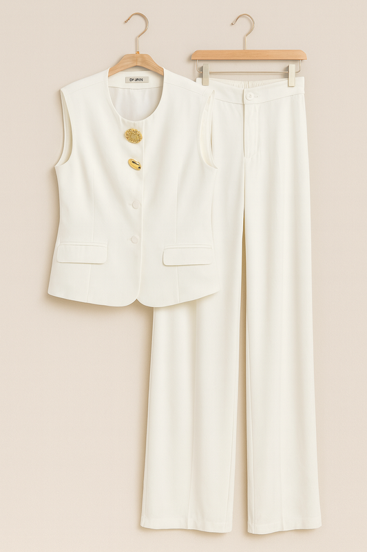 White set of golden brooches