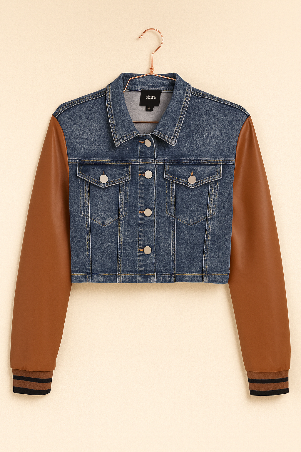 Camel jeans and leatherette set