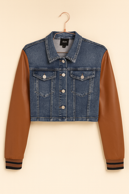 Camel jeans and leatherette set