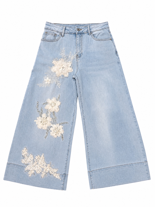 Bloom denim palazzo