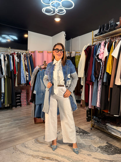 Blazer snoopy denim & rayas