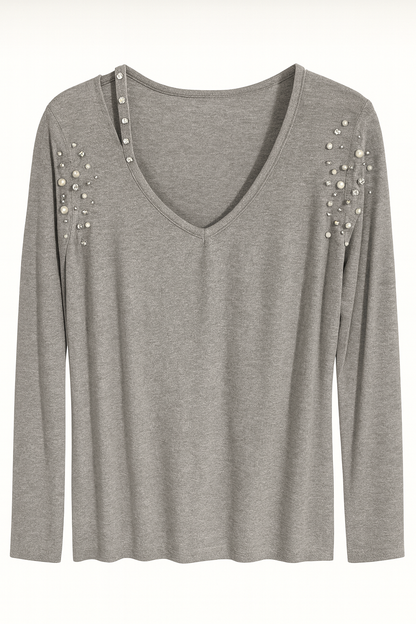 Pearl collar blouse