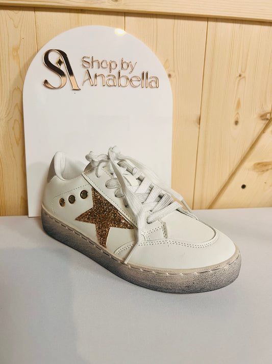 Liliana sneaker deportivo blanco con estrella Rose Gold