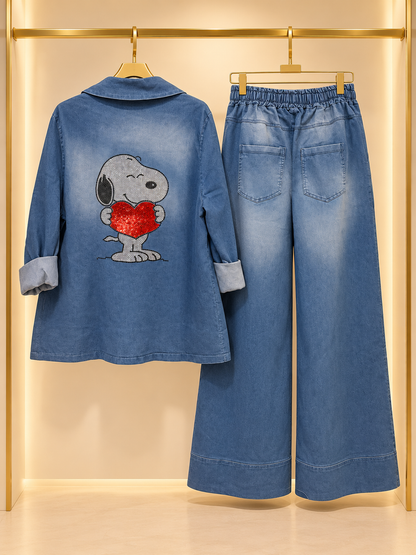Set denim snoopy brillante