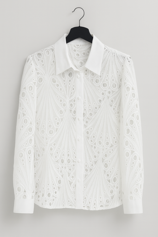 White perforated blouse