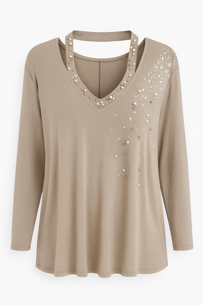 Pearl collar blouse