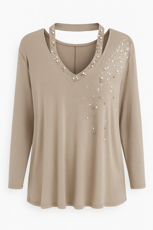 Pearl collar blouse