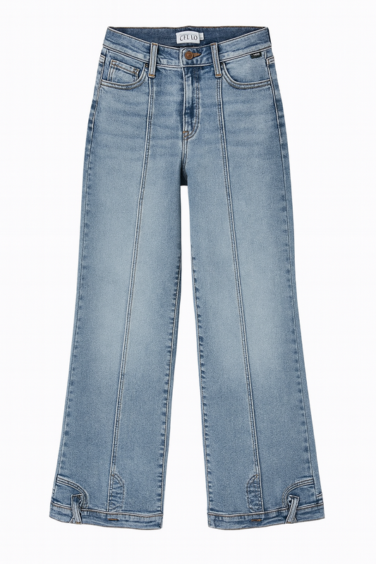 wide-waisted boot-cut jeans