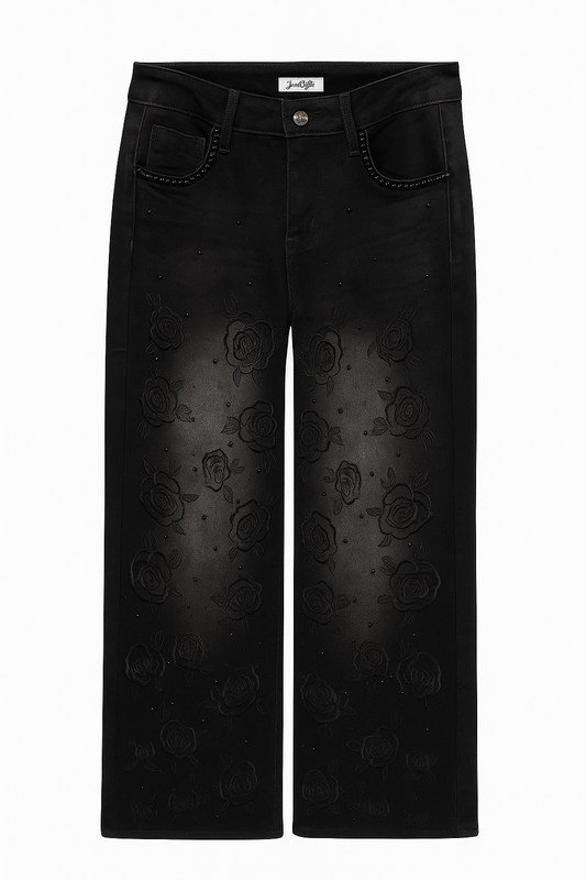 Jeans Negro Flor