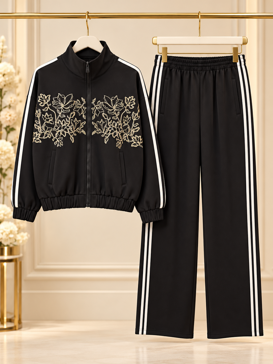 Set deportivo bordado floral