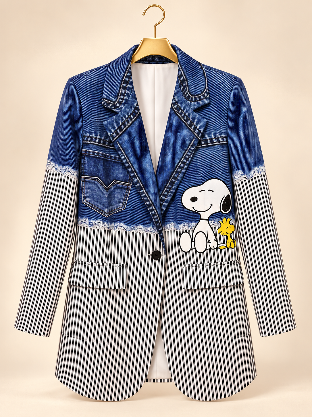 Blazer snoopy denim & rayas