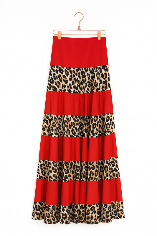 Red maxi skirt