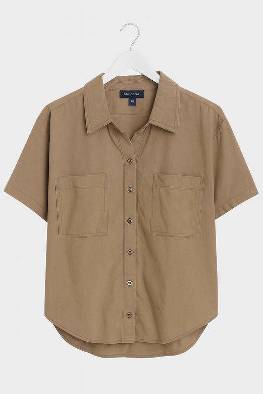 Light brown short-sleeved shirt